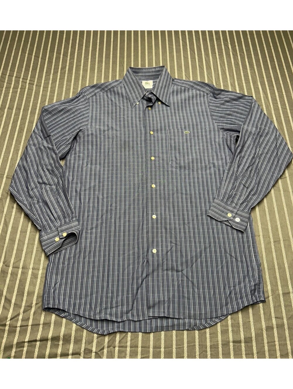 Lacoste men's vertical striped button-down dress shirt size 38